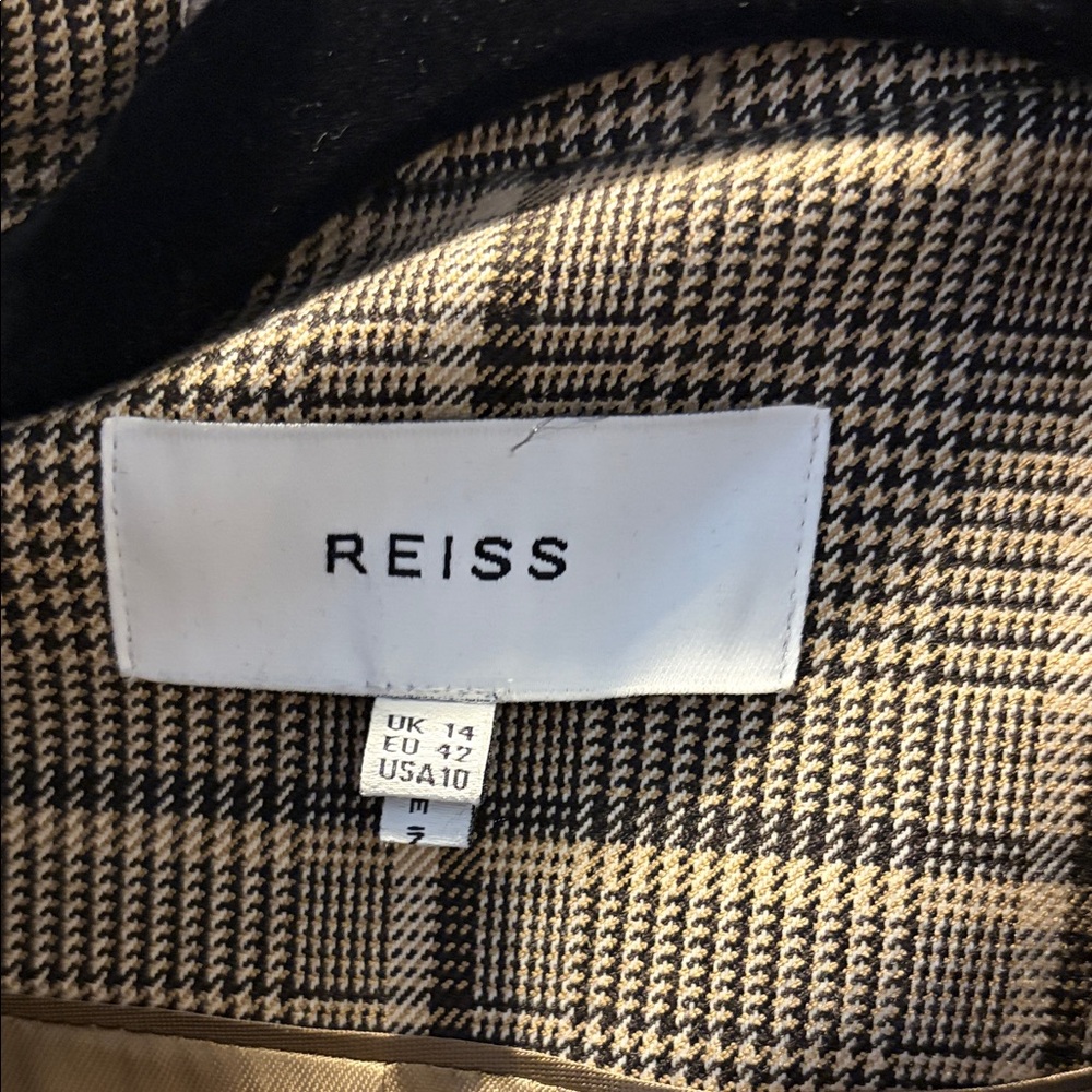 Reiss Brown Plaid Double-Breasted Blazer - Picture 2 of 6
